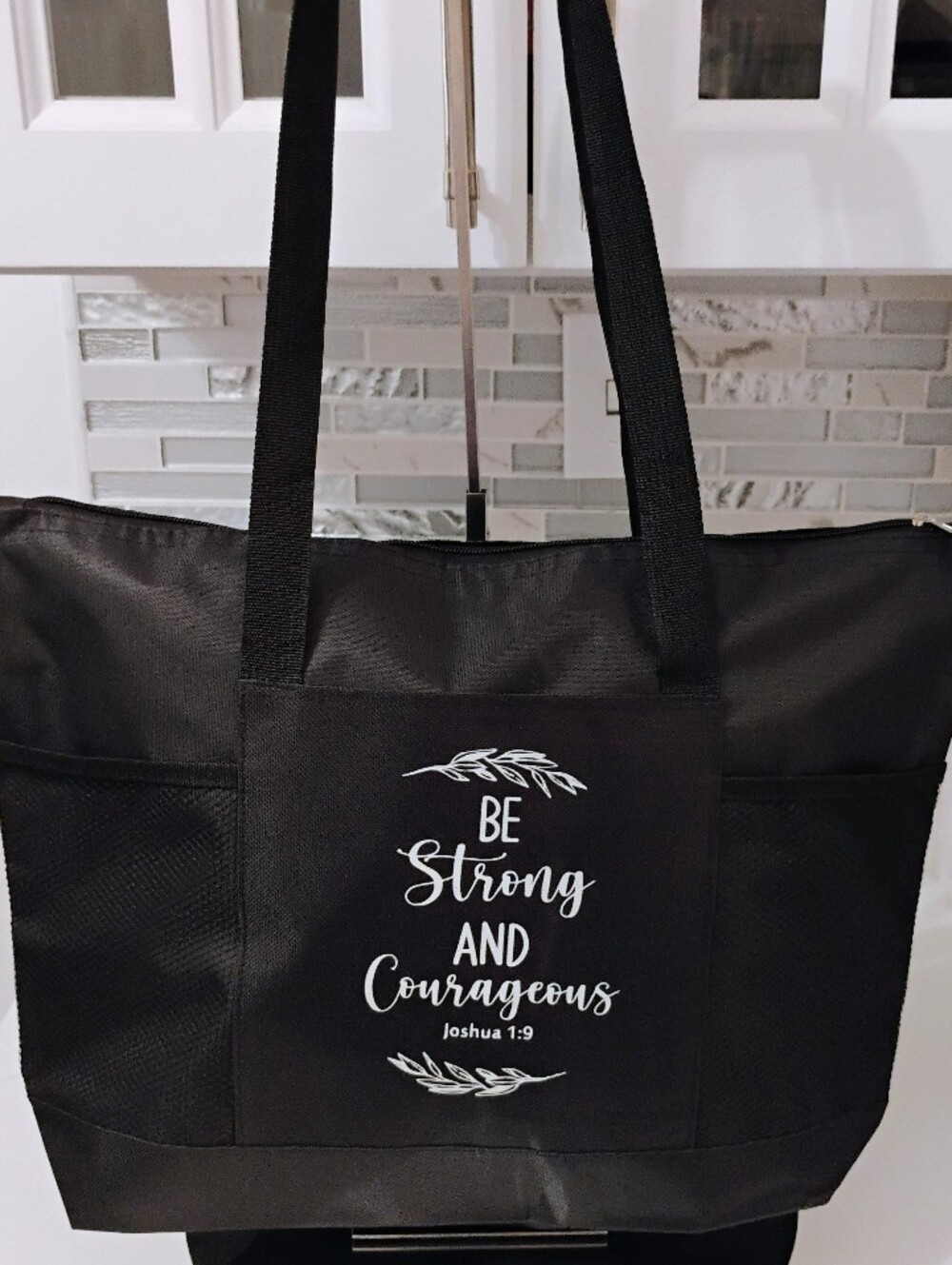 NEW Scripture Canvas Tote - Be Strong & Courageous - Black Bag